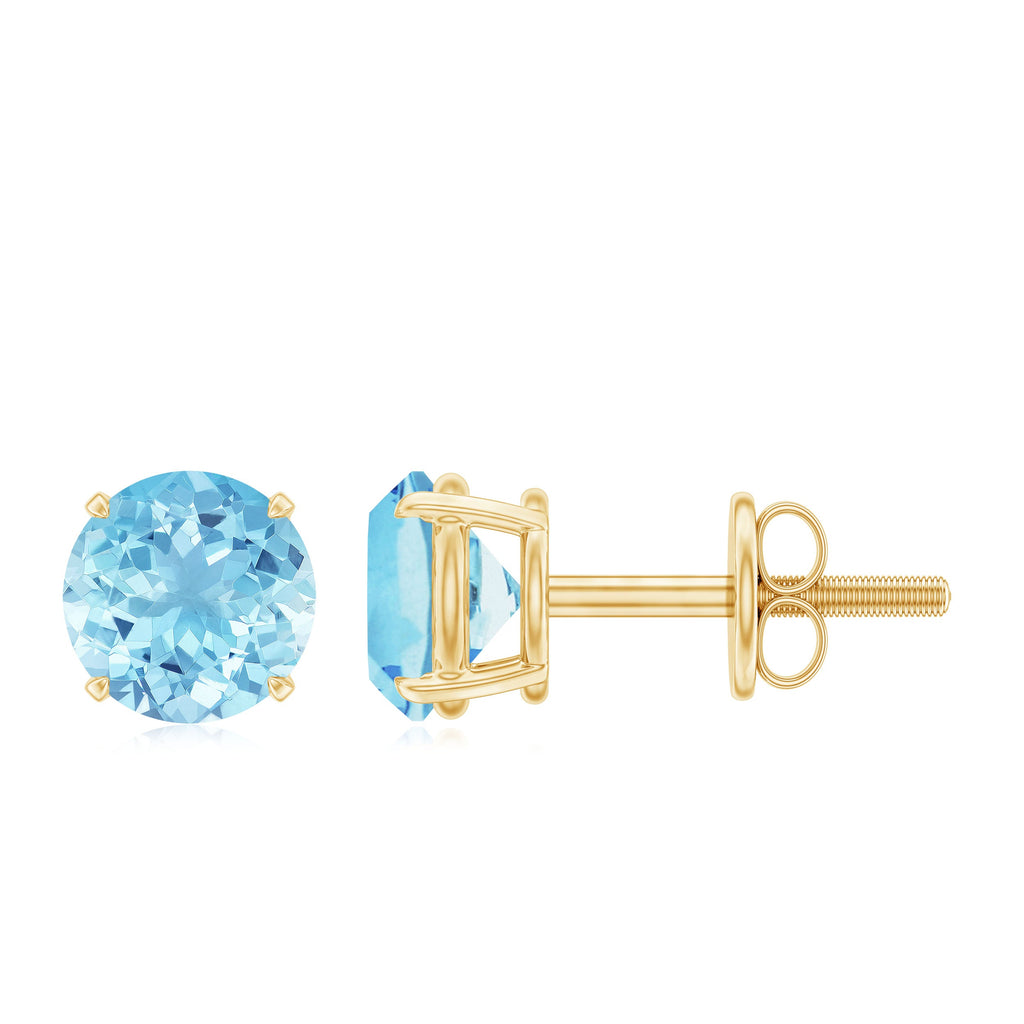 Certified Natural Aquamarine Everyday Earrings with Screw Back