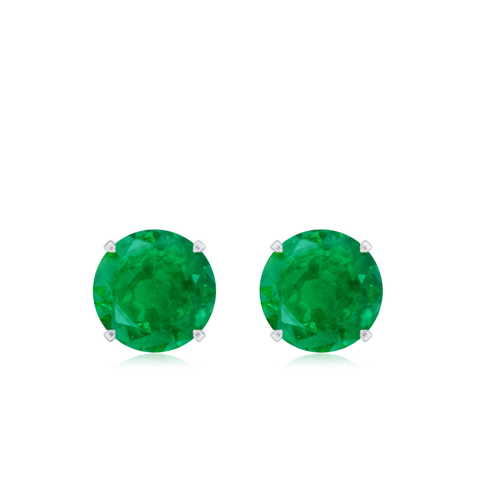 Natural Emerald Stud Earrings with Screw Back