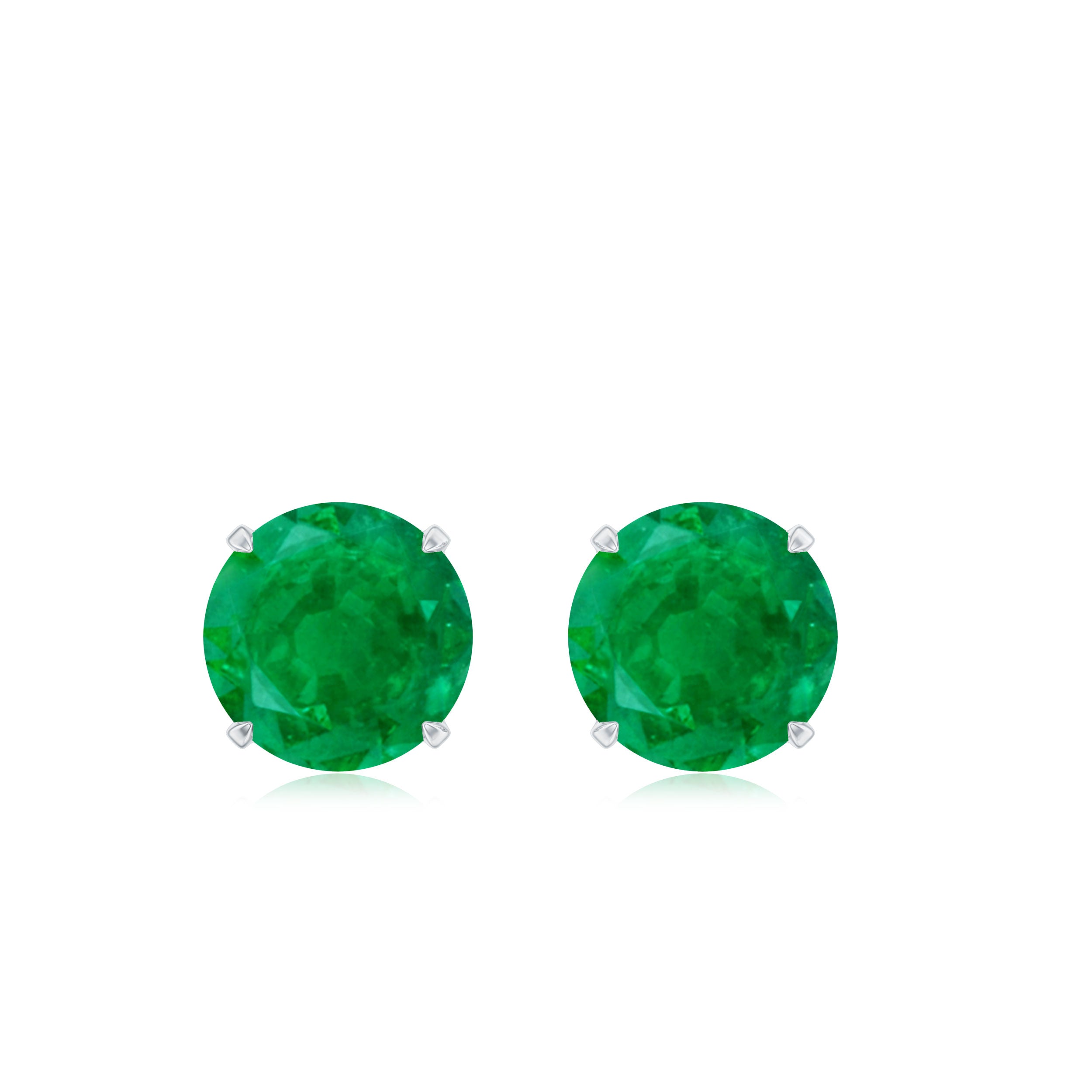 Natural Emerald Stud Earrings with Screw Back