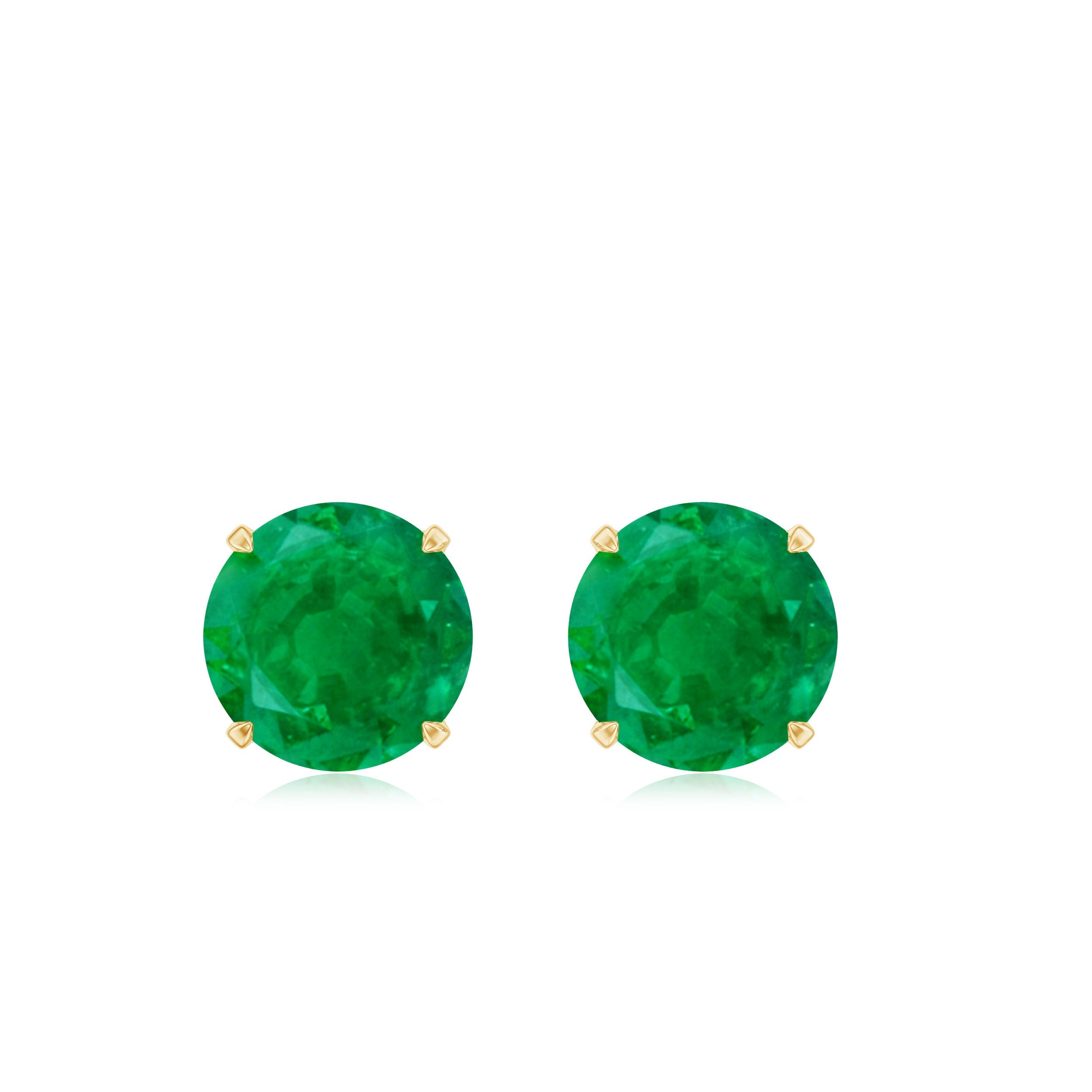 Natural Emerald Stud Earrings with Screw Back