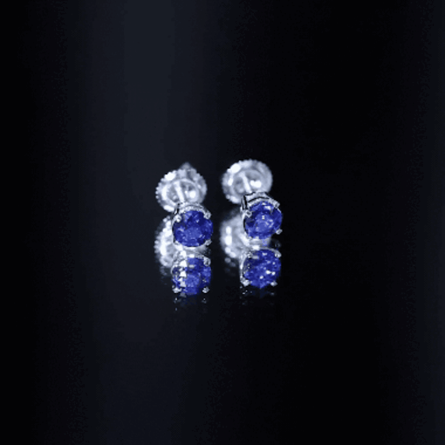 5MM Round Blue Sapphire Solitaire Stud Earrings in Claw Setting