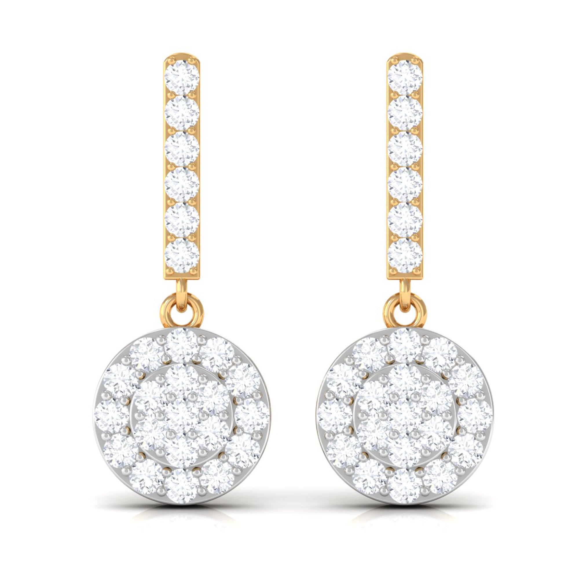 3/4 CT Real Diamond Dangle Earrings in Gold