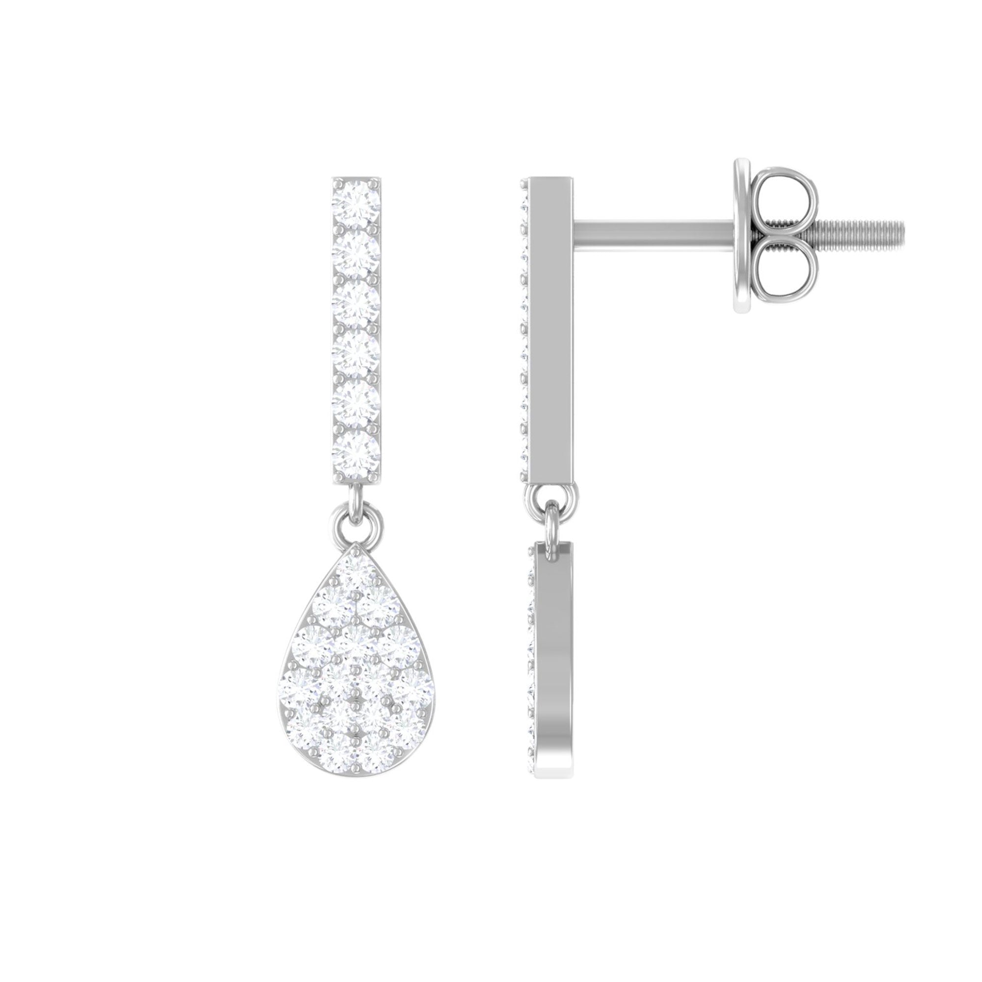 1/2 CT Round Diamond Dangle Drop Earrings in Gold