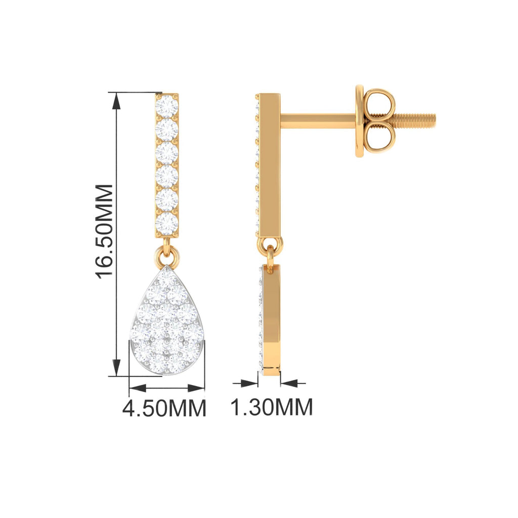1/2 CT Round Diamond Dangle Drop Earrings in Gold