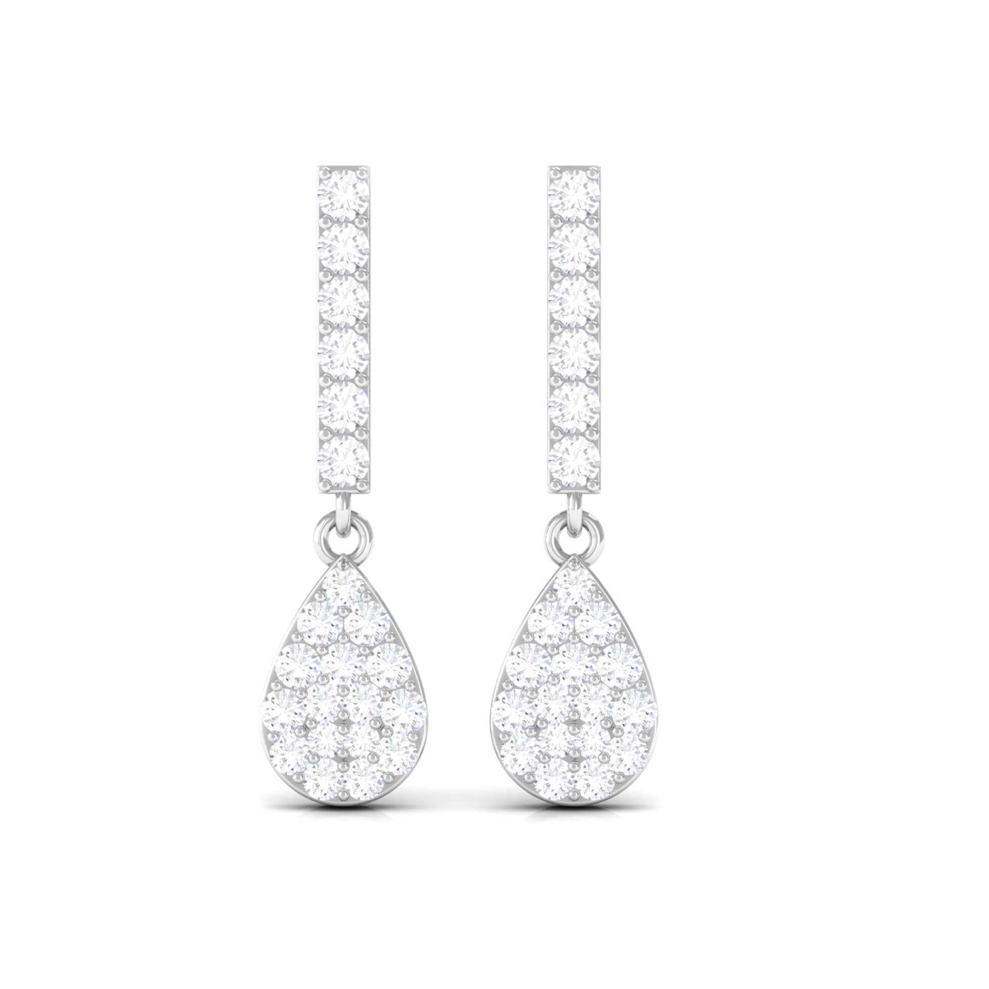 1/2 CT Round Diamond Dangle Drop Earrings in Gold