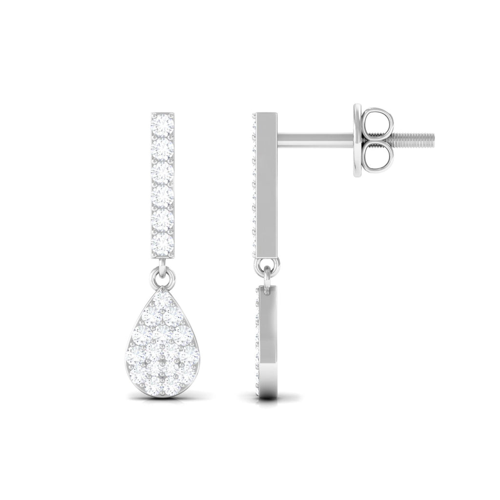 1/2 CT Round Diamond Dangle Drop Earrings in Gold