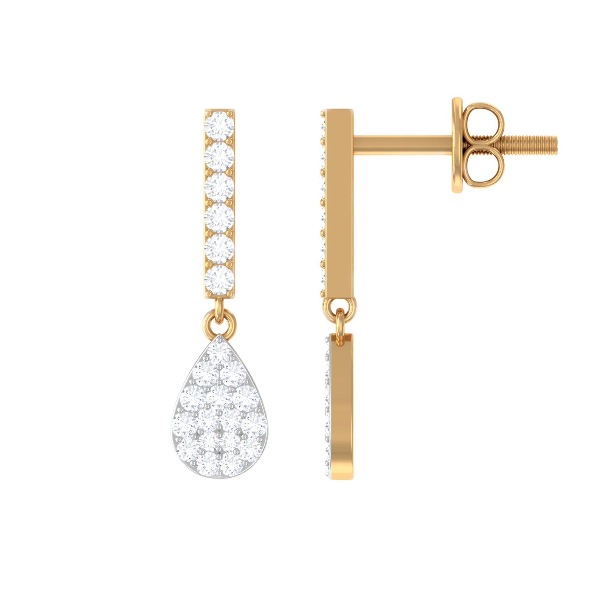 1/2 CT Round Diamond Dangle Drop Earrings in Gold