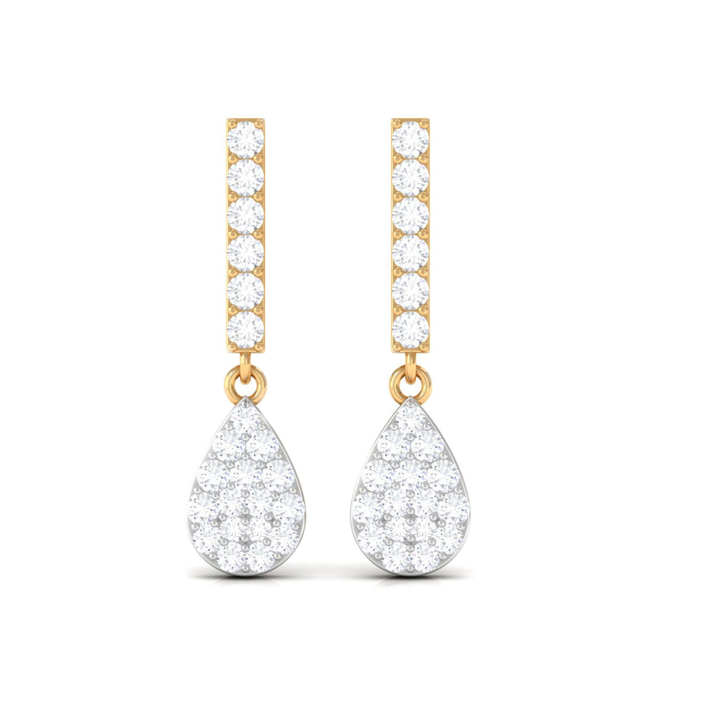 1/2 CT Round Diamond Dangle Drop Earrings in Gold
