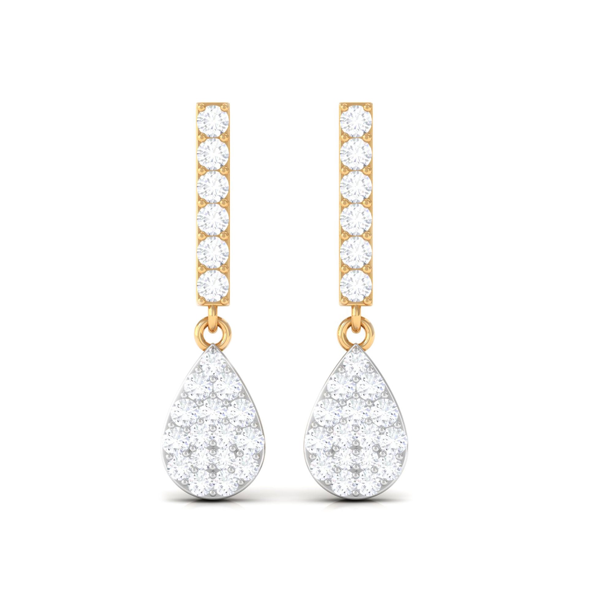 1/2 CT Round Diamond Dangle Drop Earrings in Gold
