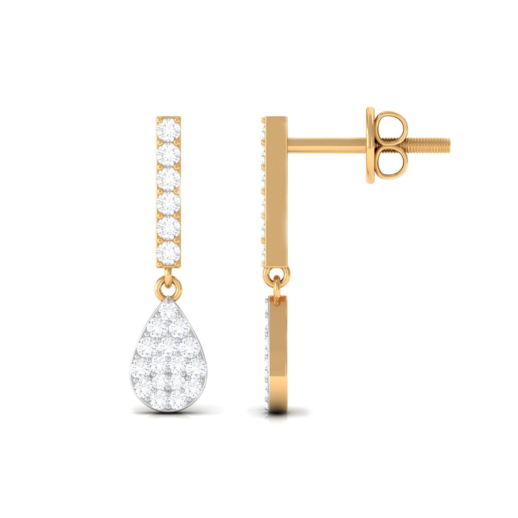 1/2 CT Round Diamond Dangle Drop Earrings in Gold