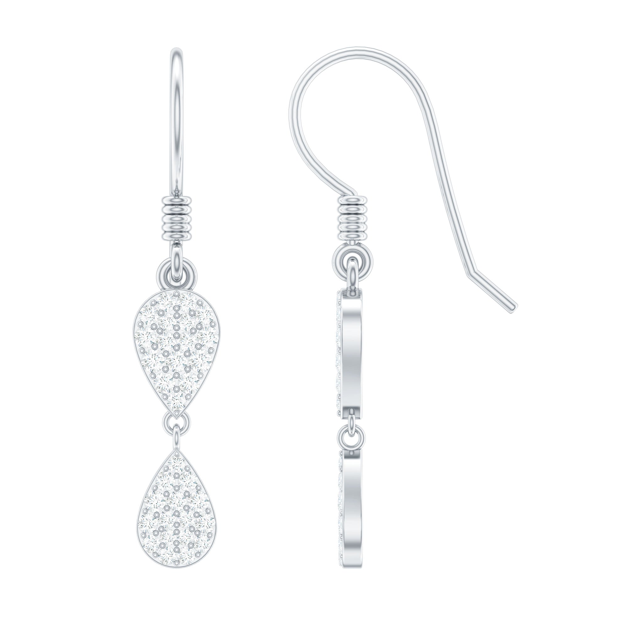 1/2 CT Round Cut Diamond Dangle Earrings in Gold