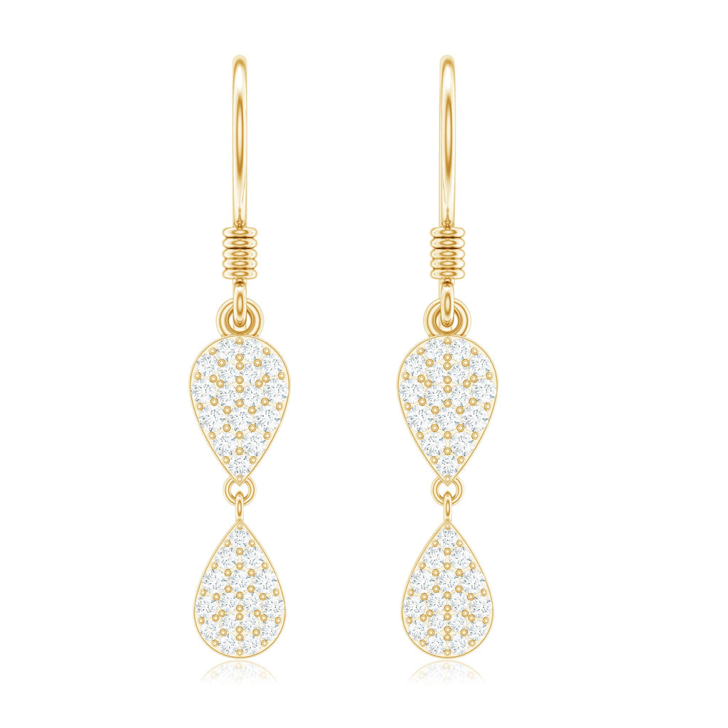 1/2 CT Round Cut Diamond Dangle Earrings in Gold