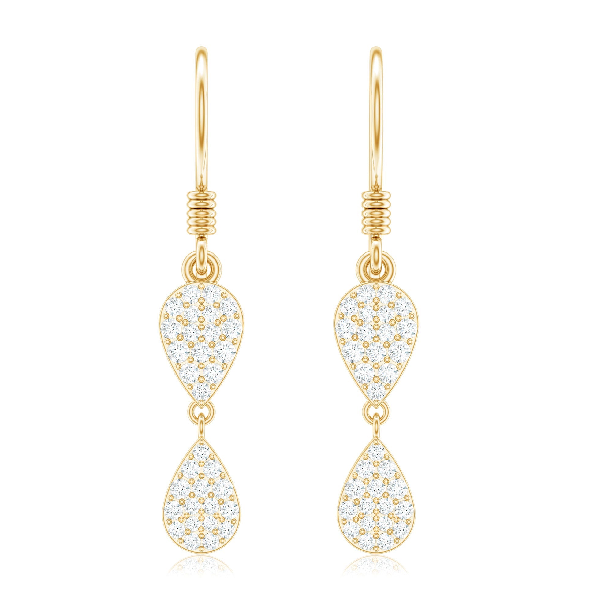 1/2 CT Round Cut Diamond Dangle Earrings in Gold