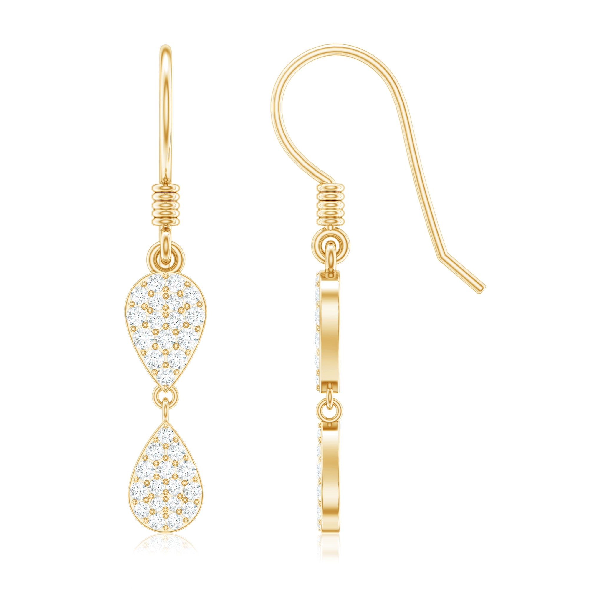 1/2 CT Round Cut Diamond Dangle Earrings in Gold