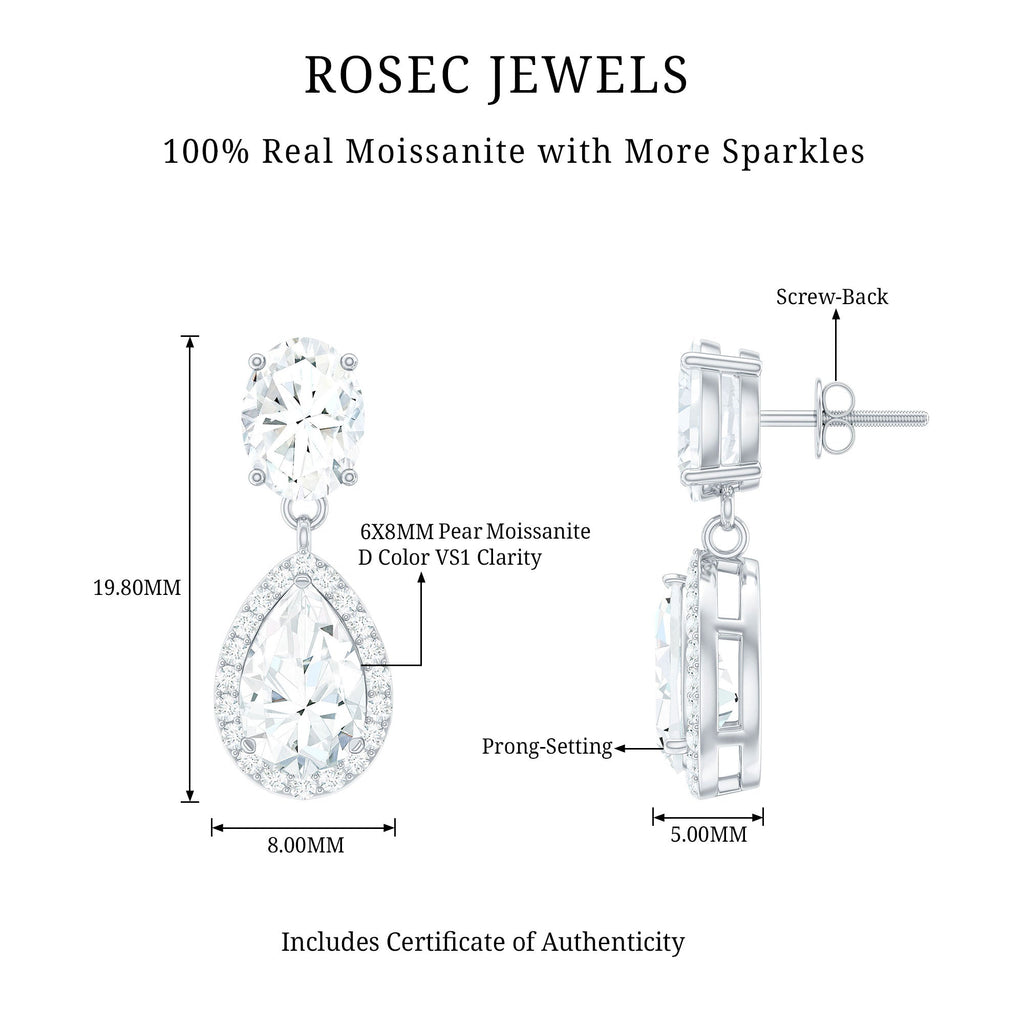 Certified Moissanite Teardrop Dangle Earrings