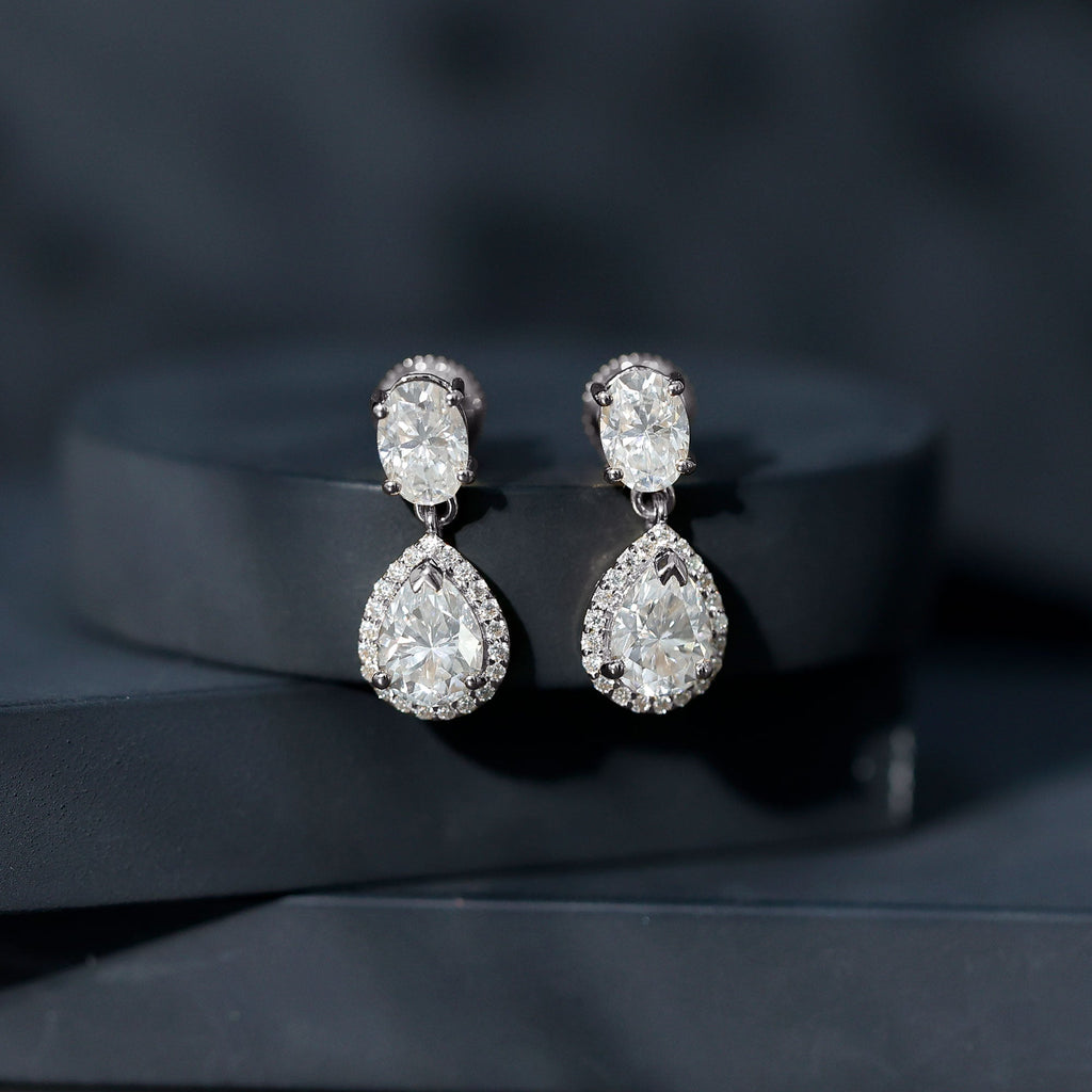 Certified Moissanite Teardrop Dangle Earrings