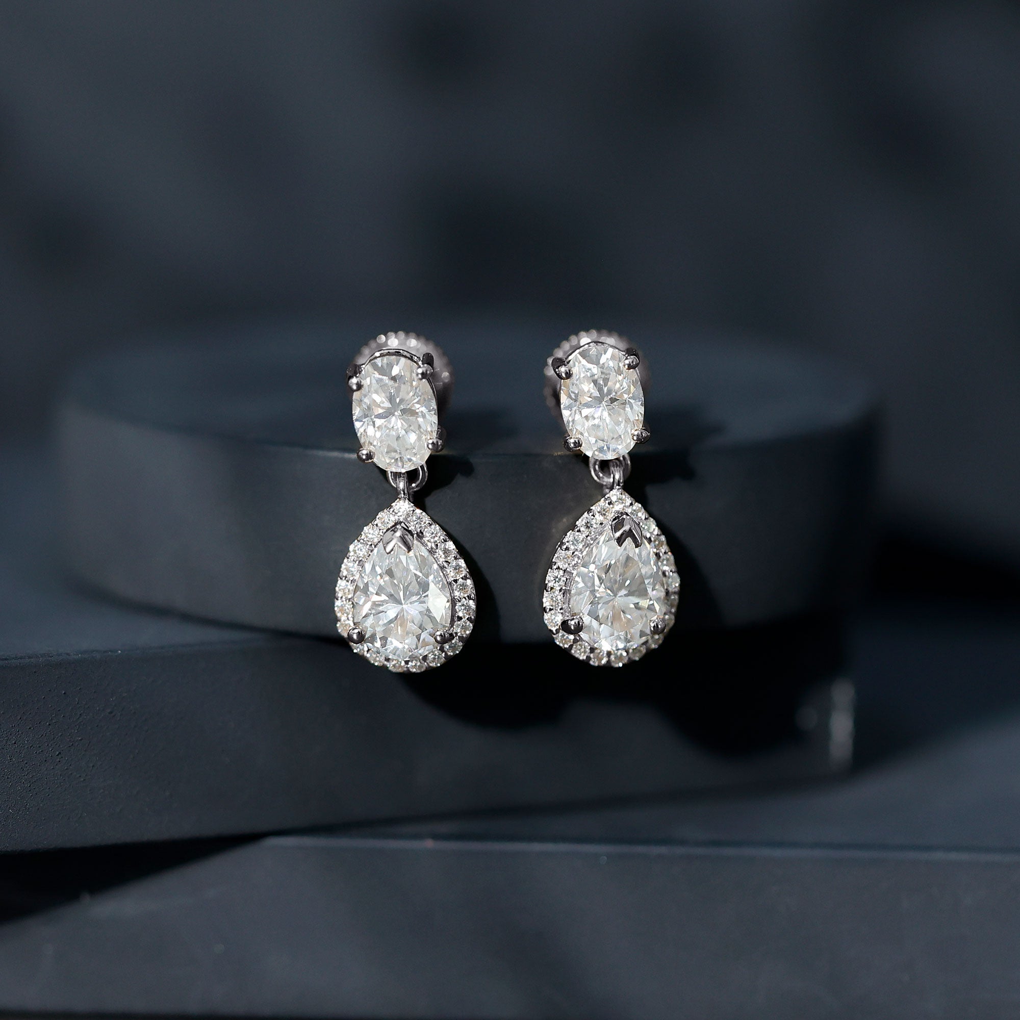 Certified Moissanite Teardrop Dangle Earrings