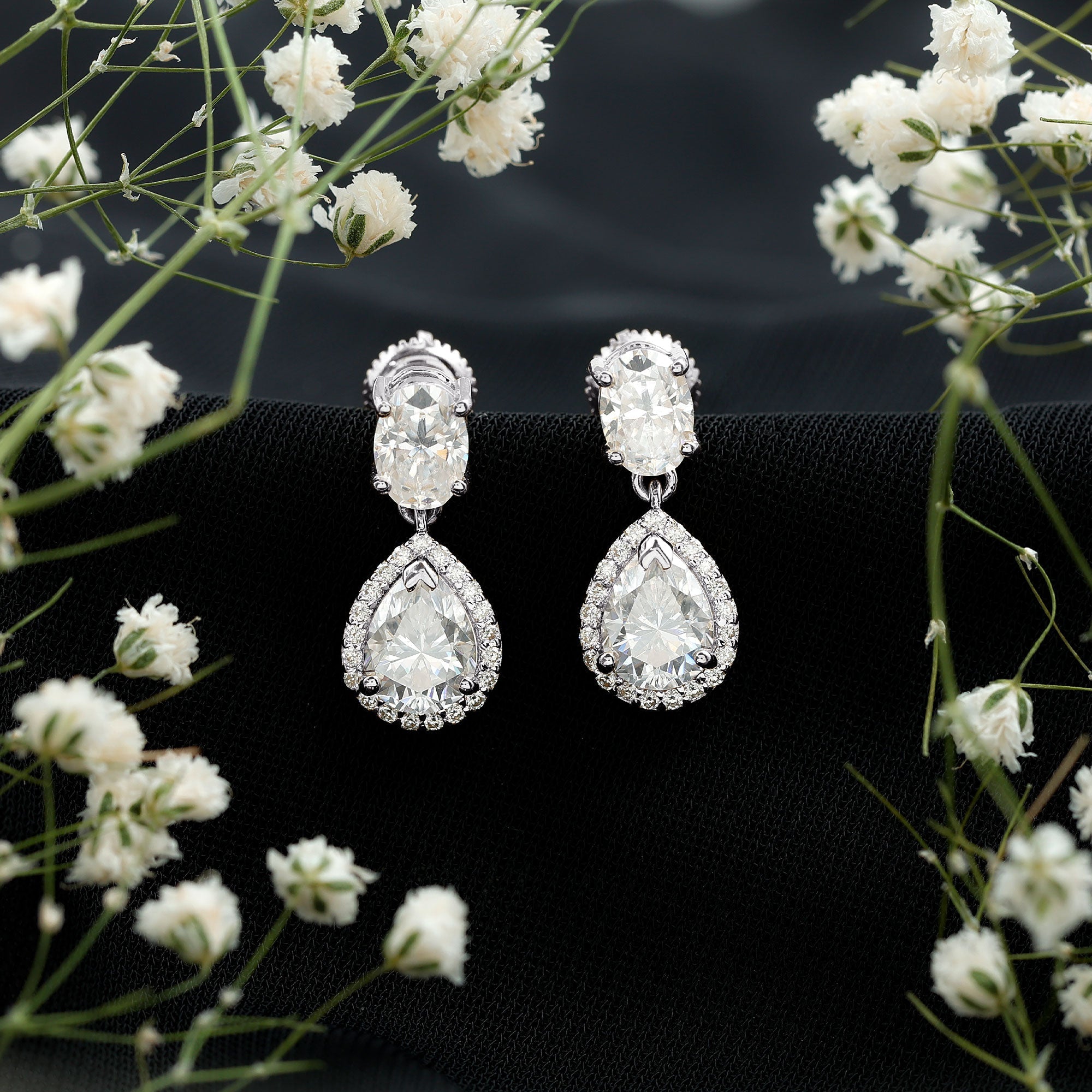 Certified Moissanite Teardrop Dangle Earrings
