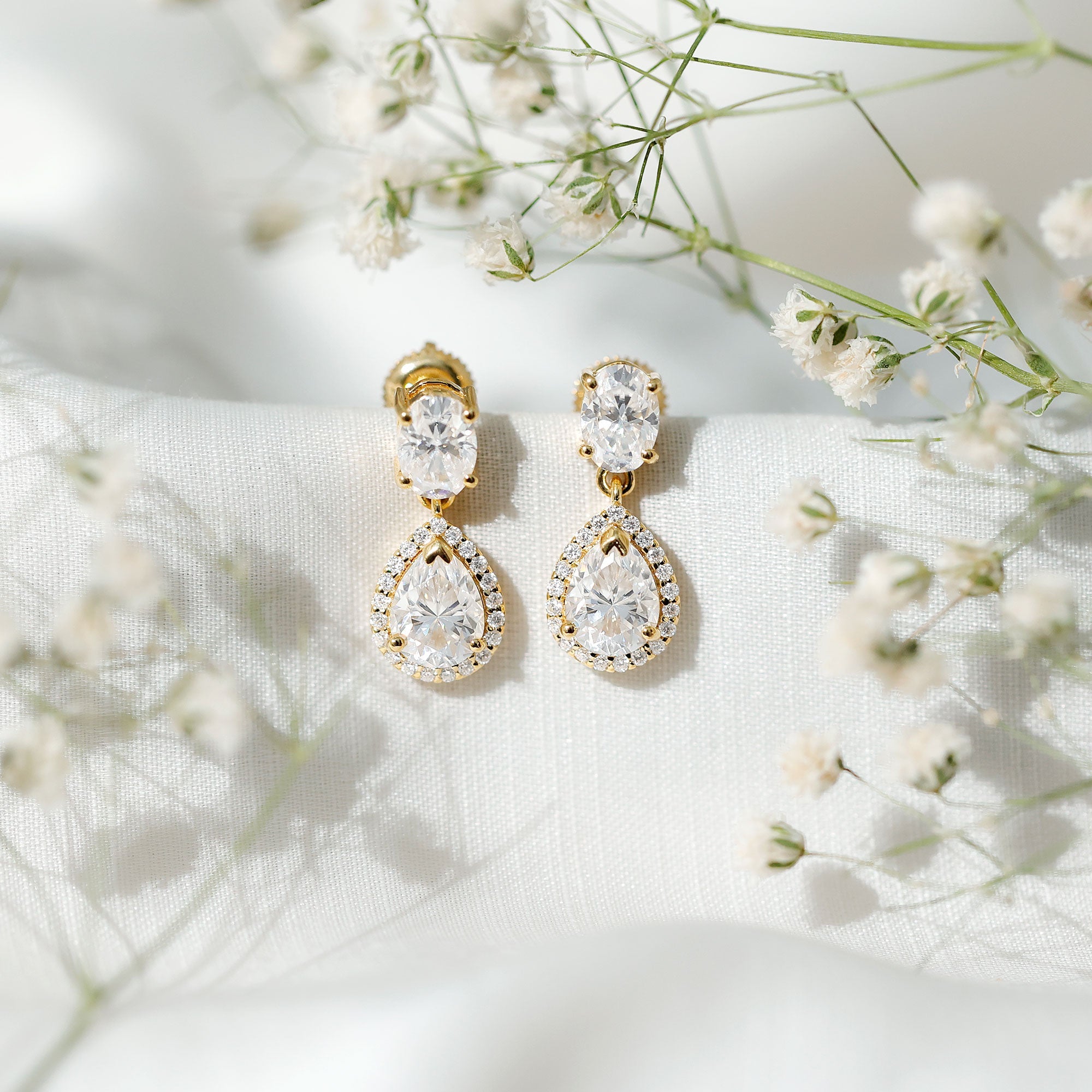 Certified Moissanite Teardrop Dangle Earrings