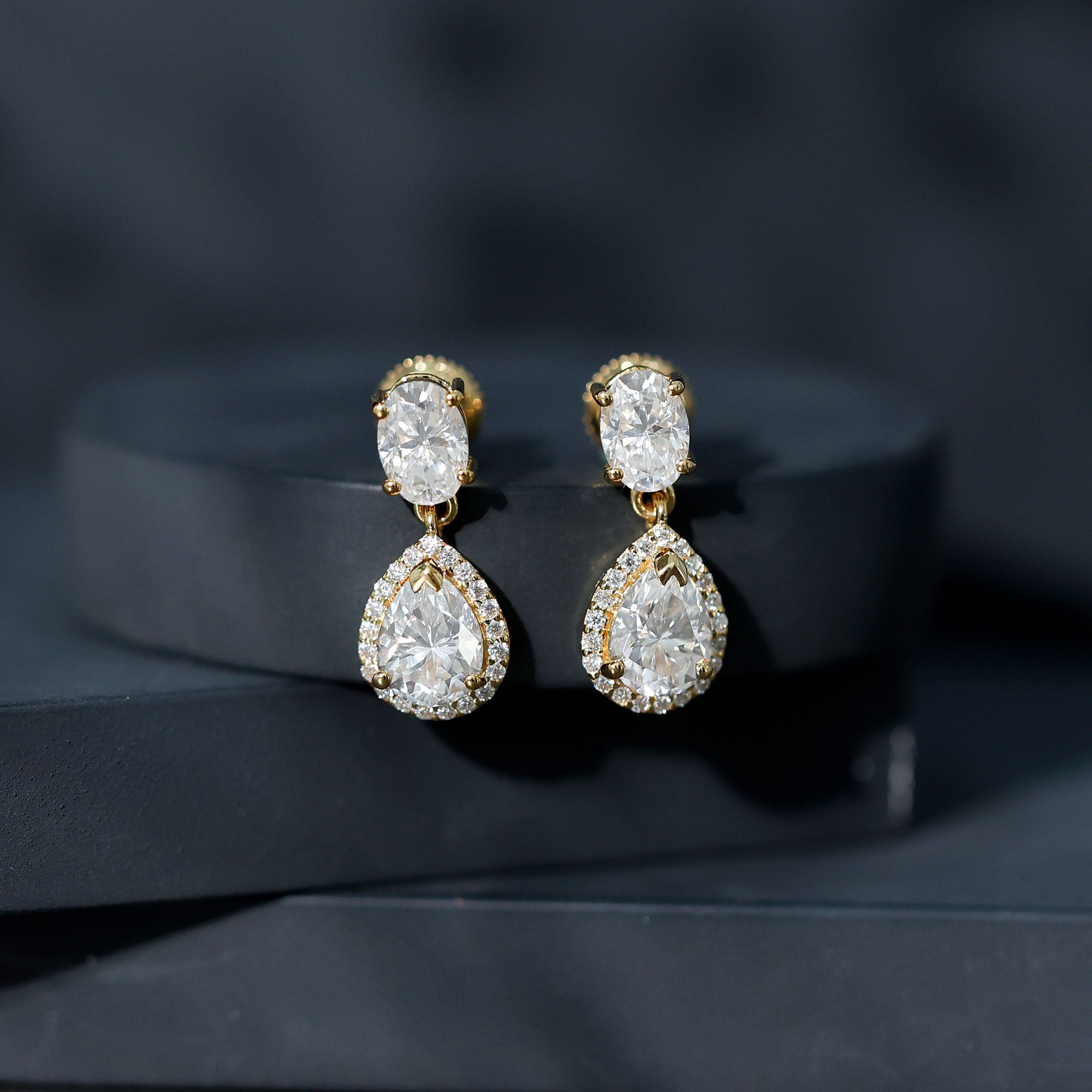 Certified Moissanite Teardrop Dangle Earrings