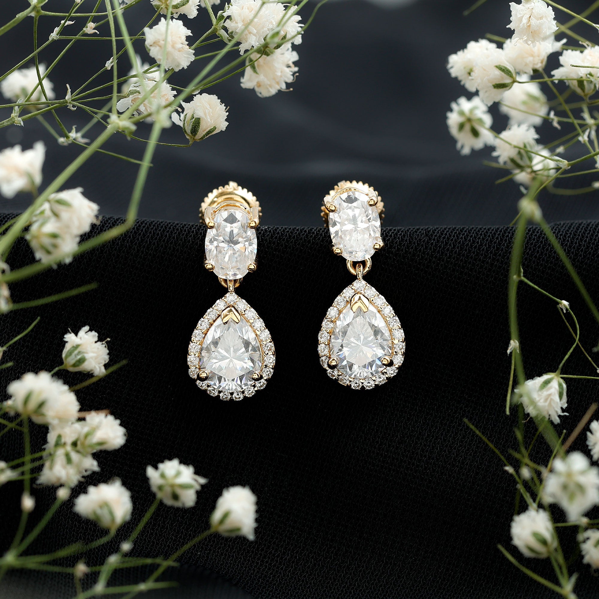 Certified Moissanite Teardrop Dangle Earrings