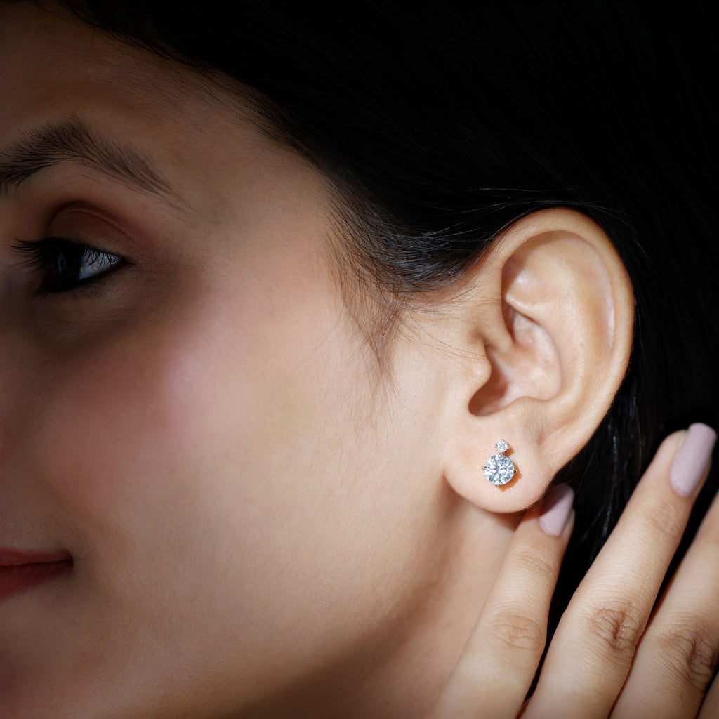 Simple Round Moissanite Stud Earrings
