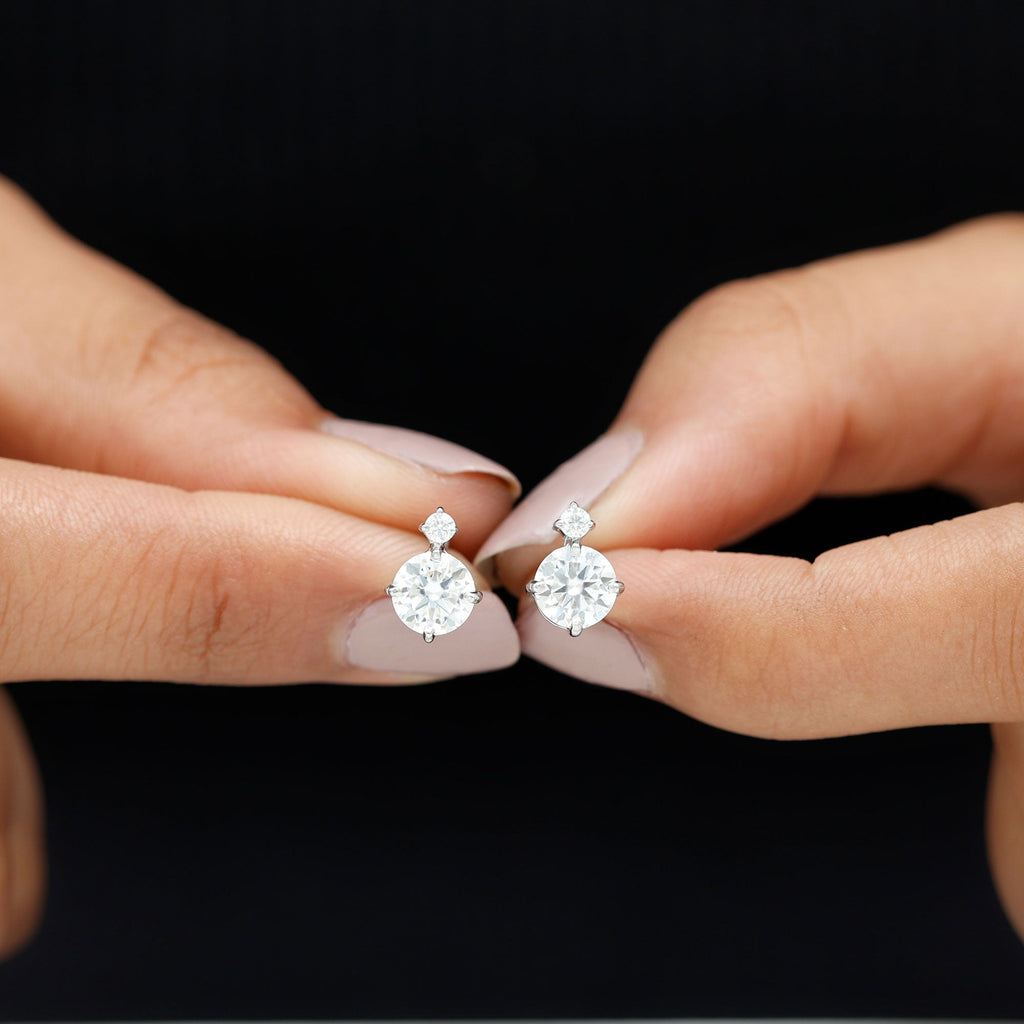 Simple Round Moissanite Stud Earrings