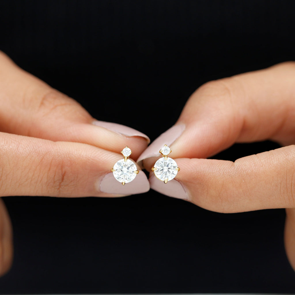Simple Round Moissanite Stud Earrings