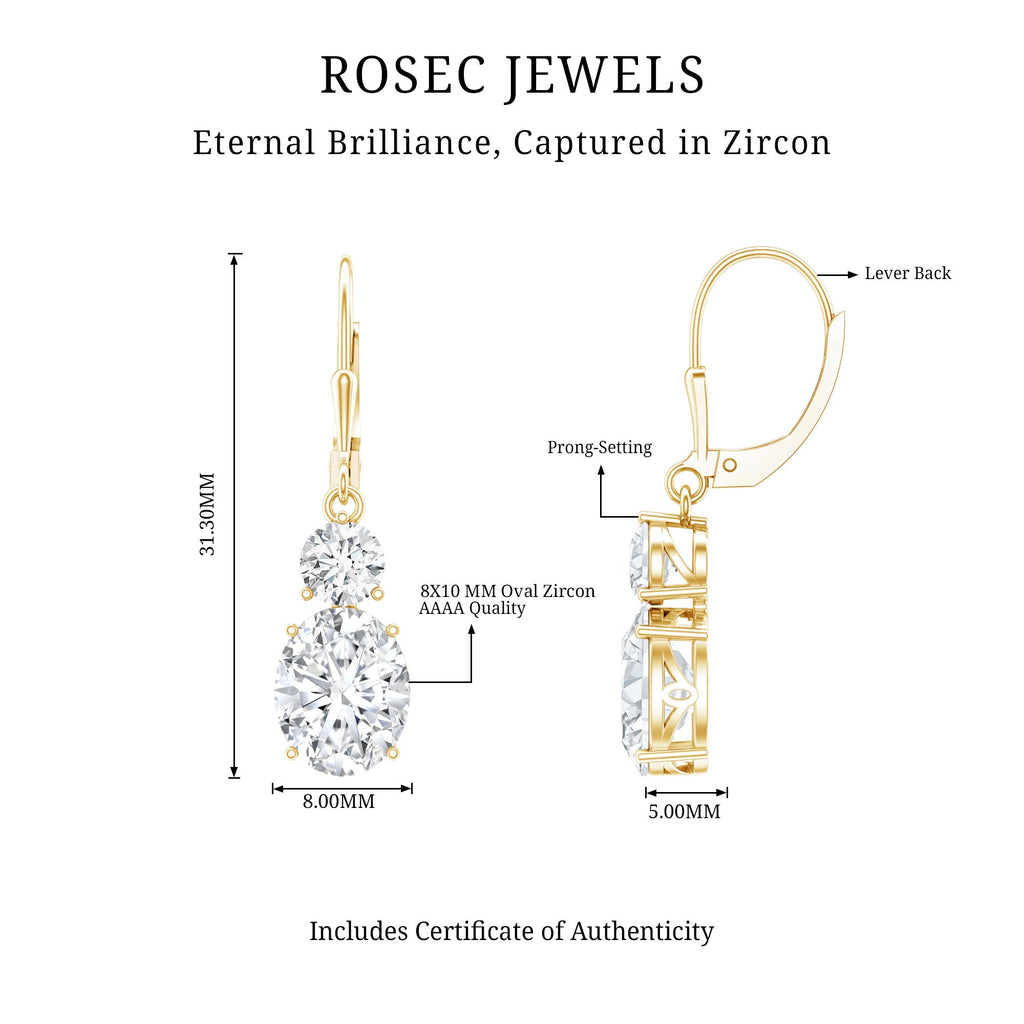 Minimal Zircon 2 Stone Drop Earrings with Lever Back
