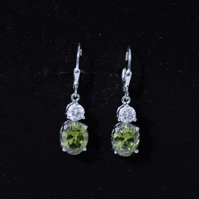 8 Carat Lab Grown Green Sapphire Oval Drop Earrings
