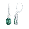 8 Carat Lab Grown Green Sapphire Oval Drop Earrings
