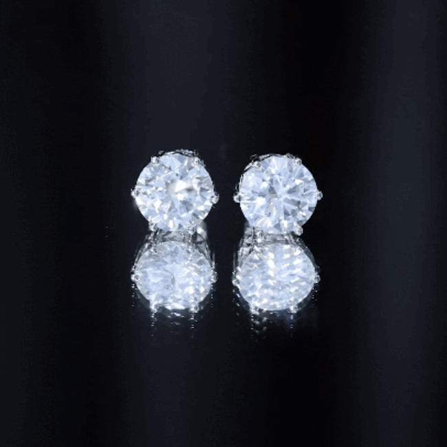 10 MM Round Moissanite Solitaire Stud Earrings in Claw Setting