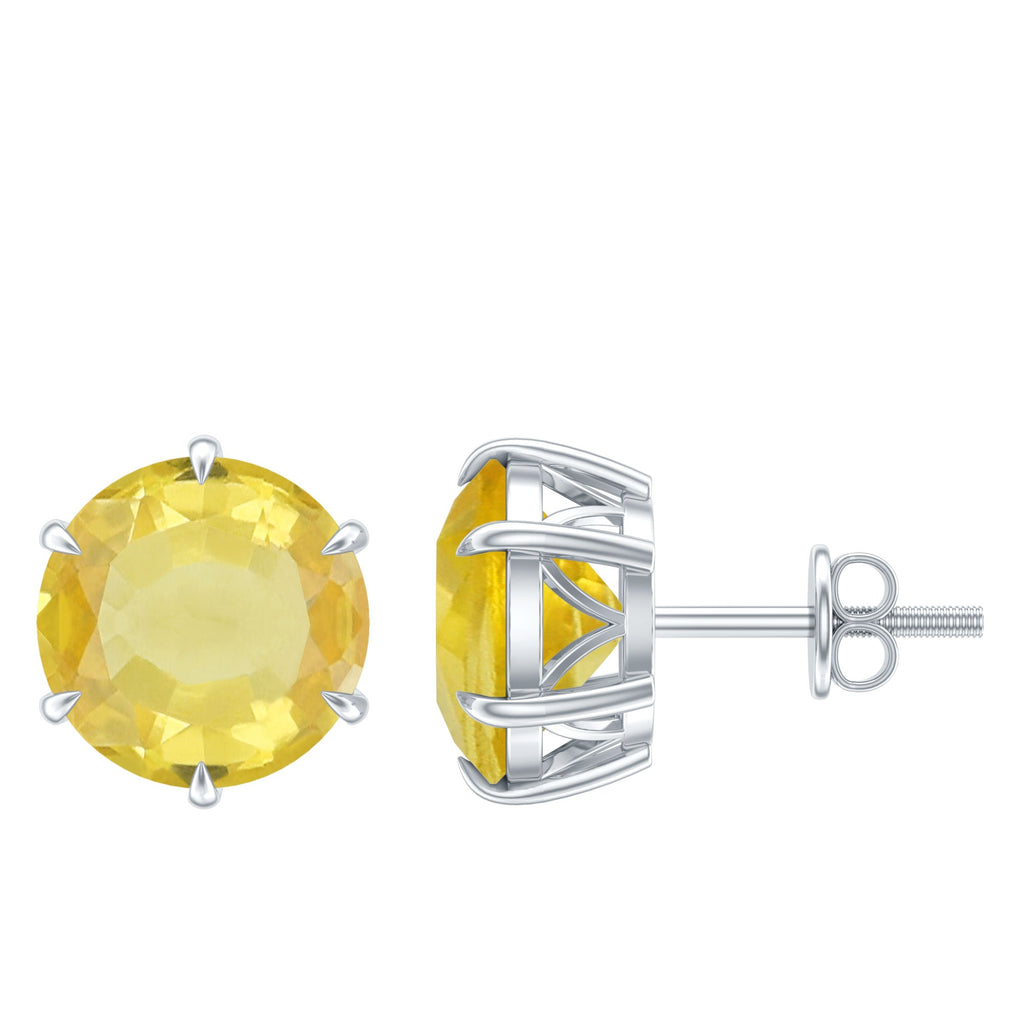 Round Lab Created Yellow Sapphire Solitaire Stud Earrings