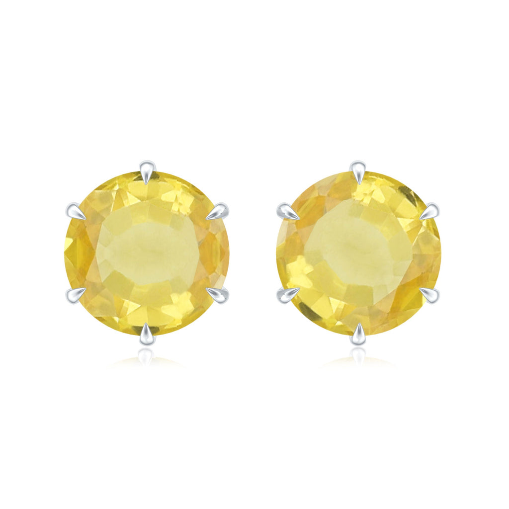 Round Lab Created Yellow Sapphire Solitaire Stud Earrings