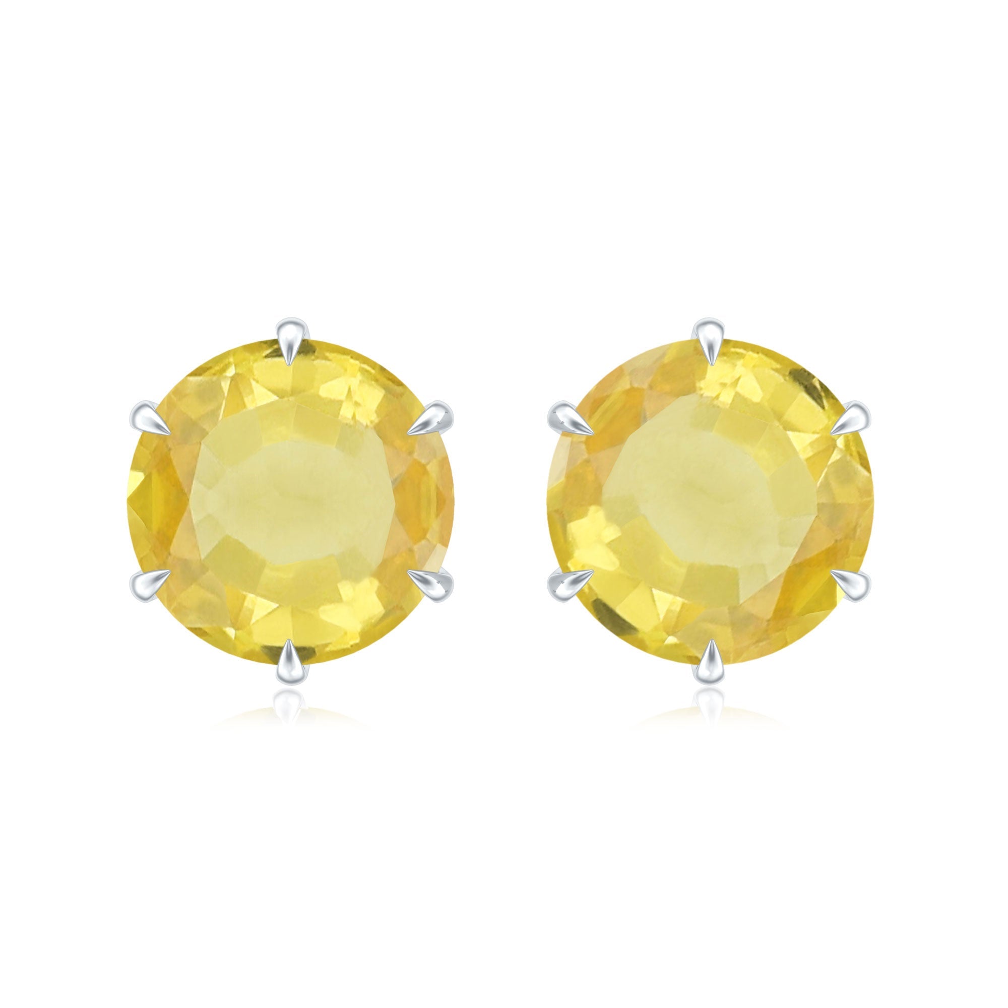 Round Lab Created Yellow Sapphire Solitaire Stud Earrings