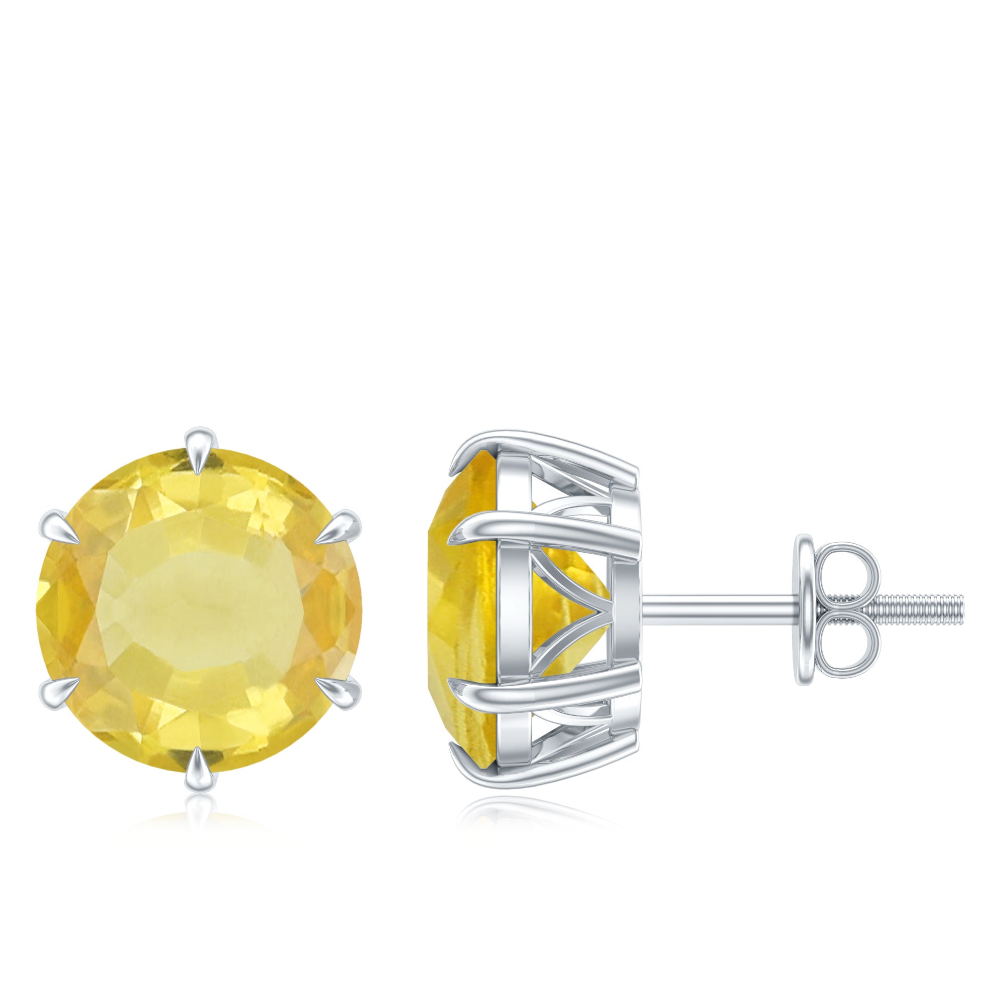 Round Lab Created Yellow Sapphire Solitaire Stud Earrings