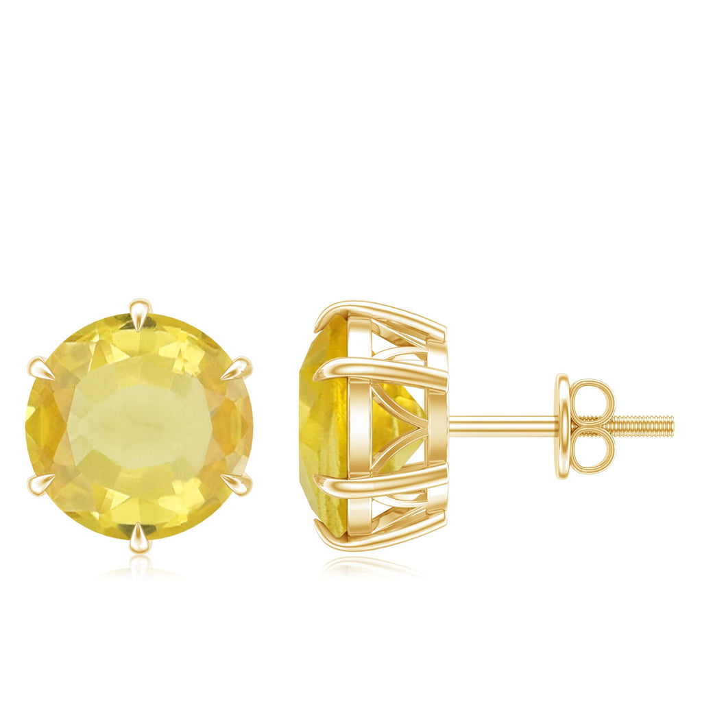 Round Lab Created Yellow Sapphire Solitaire Stud Earrings