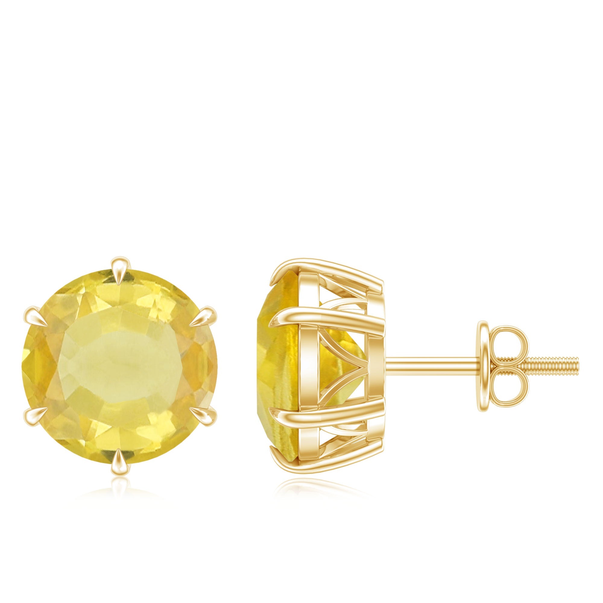Round Lab Created Yellow Sapphire Solitaire Stud Earrings