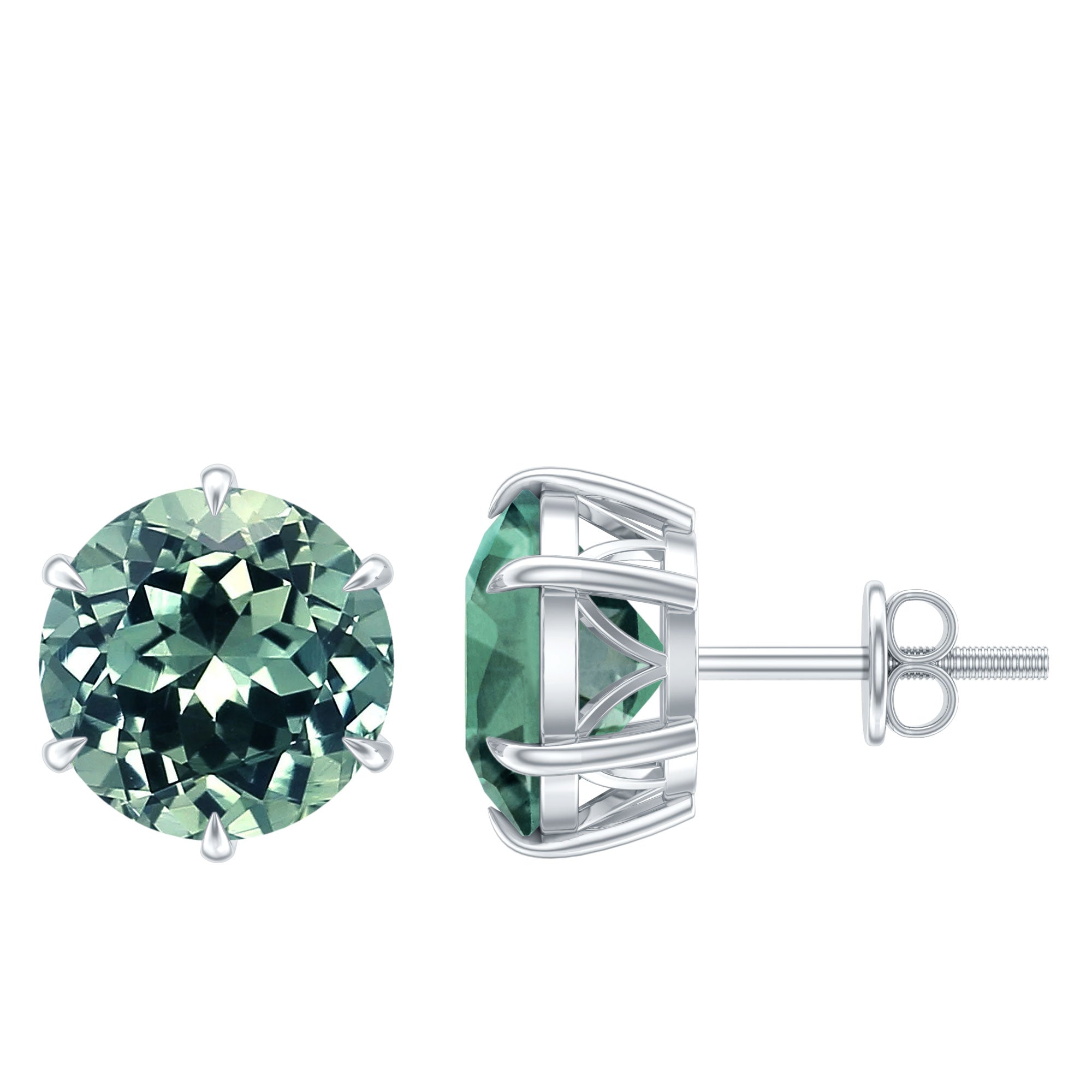 Certified 8MM Lab Grown Green Sapphire Solitaire Big Stud Earrings