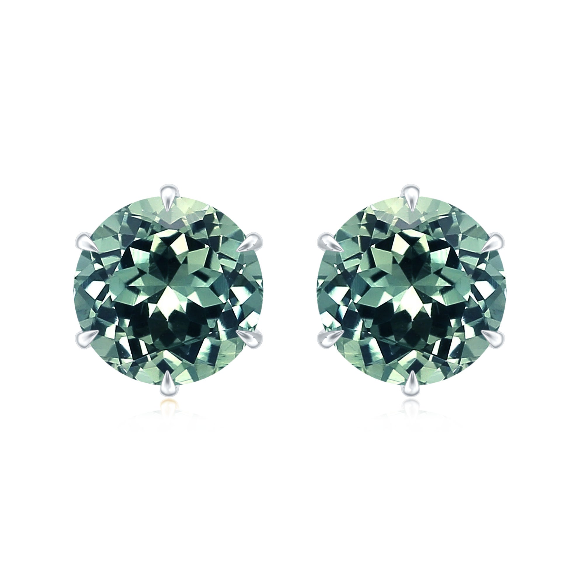 Certified 8MM Lab Grown Green Sapphire Solitaire Big Stud Earrings