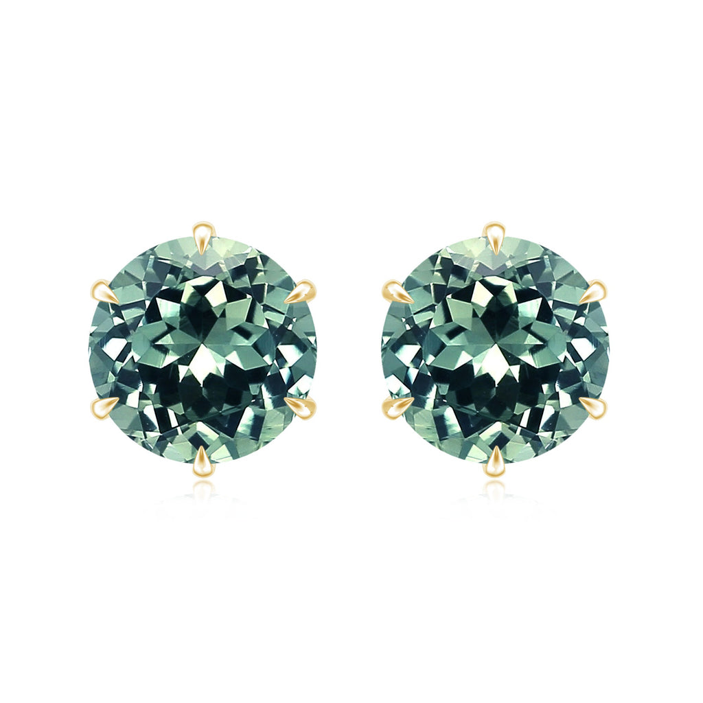 Certified 8MM Lab Grown Green Sapphire Solitaire Big Stud Earrings