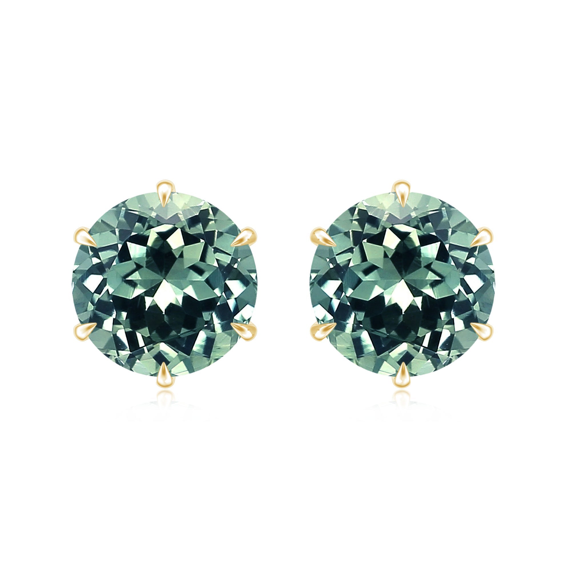 Certified 8MM Lab Grown Green Sapphire Solitaire Big Stud Earrings