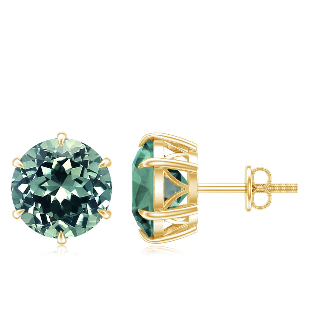 Certified 8MM Lab Grown Green Sapphire Solitaire Big Stud Earrings