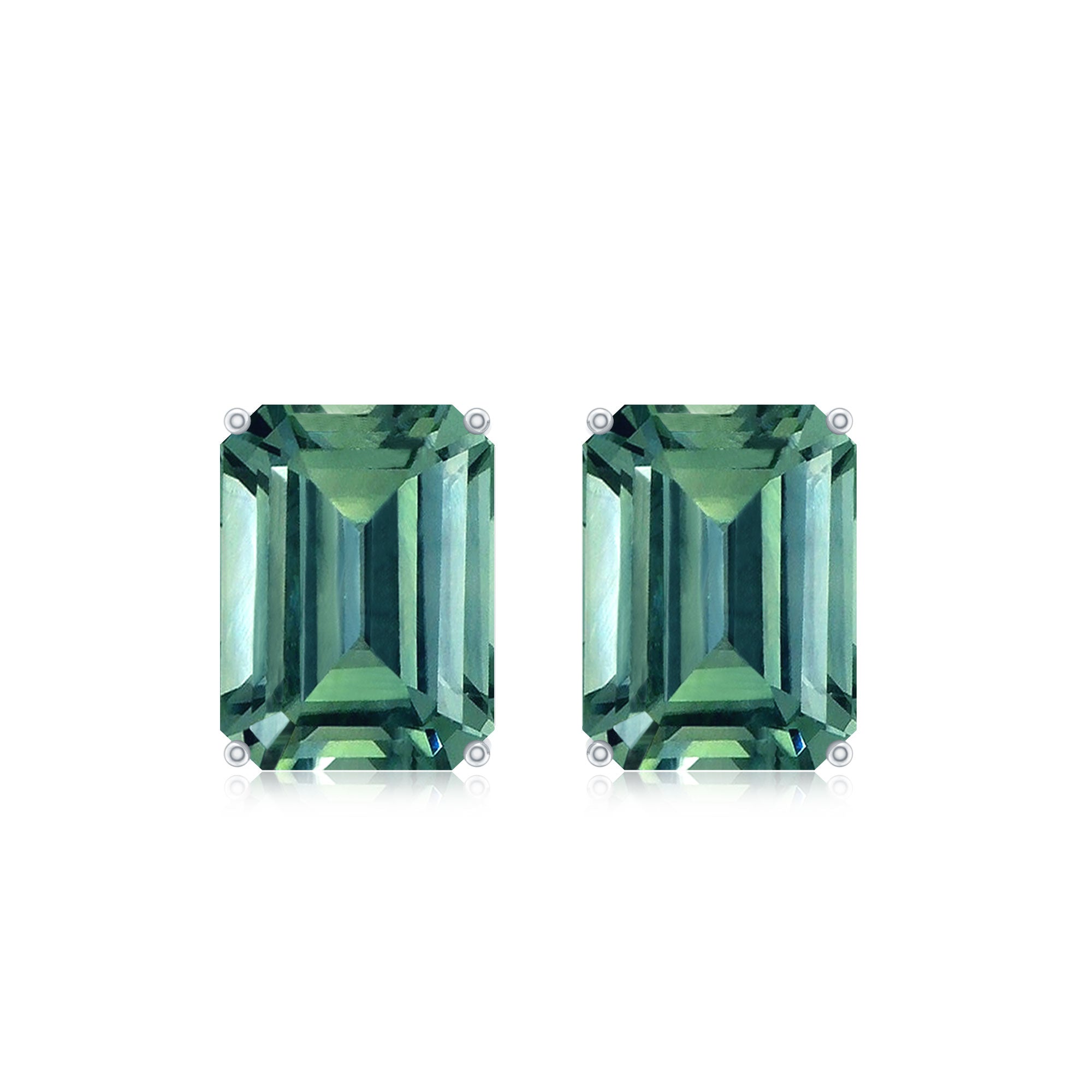 Emerald Cut Lab Created Green Sapphire Big Stud Earrings
