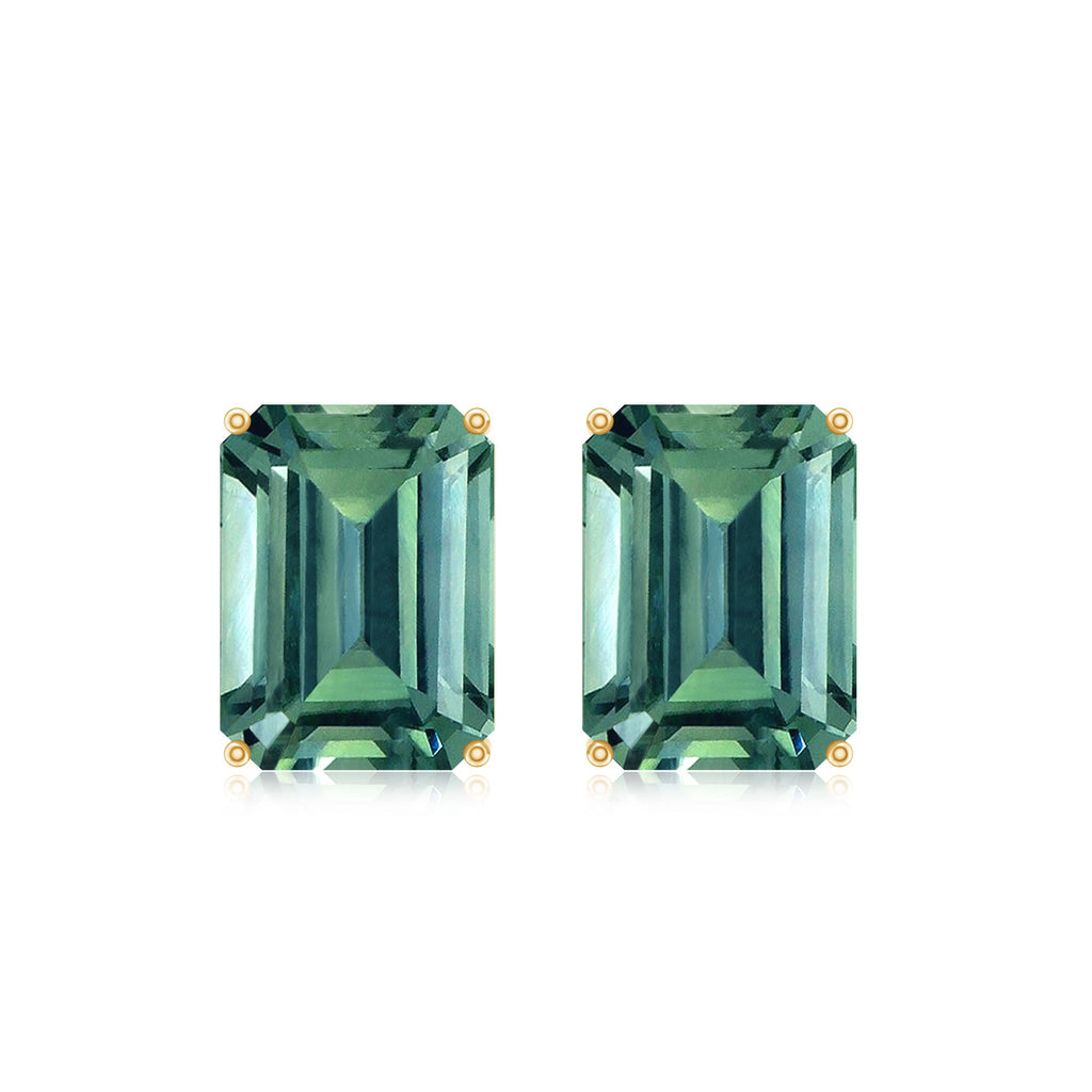 Emerald Cut Lab Created Green Sapphire Big Stud Earrings
