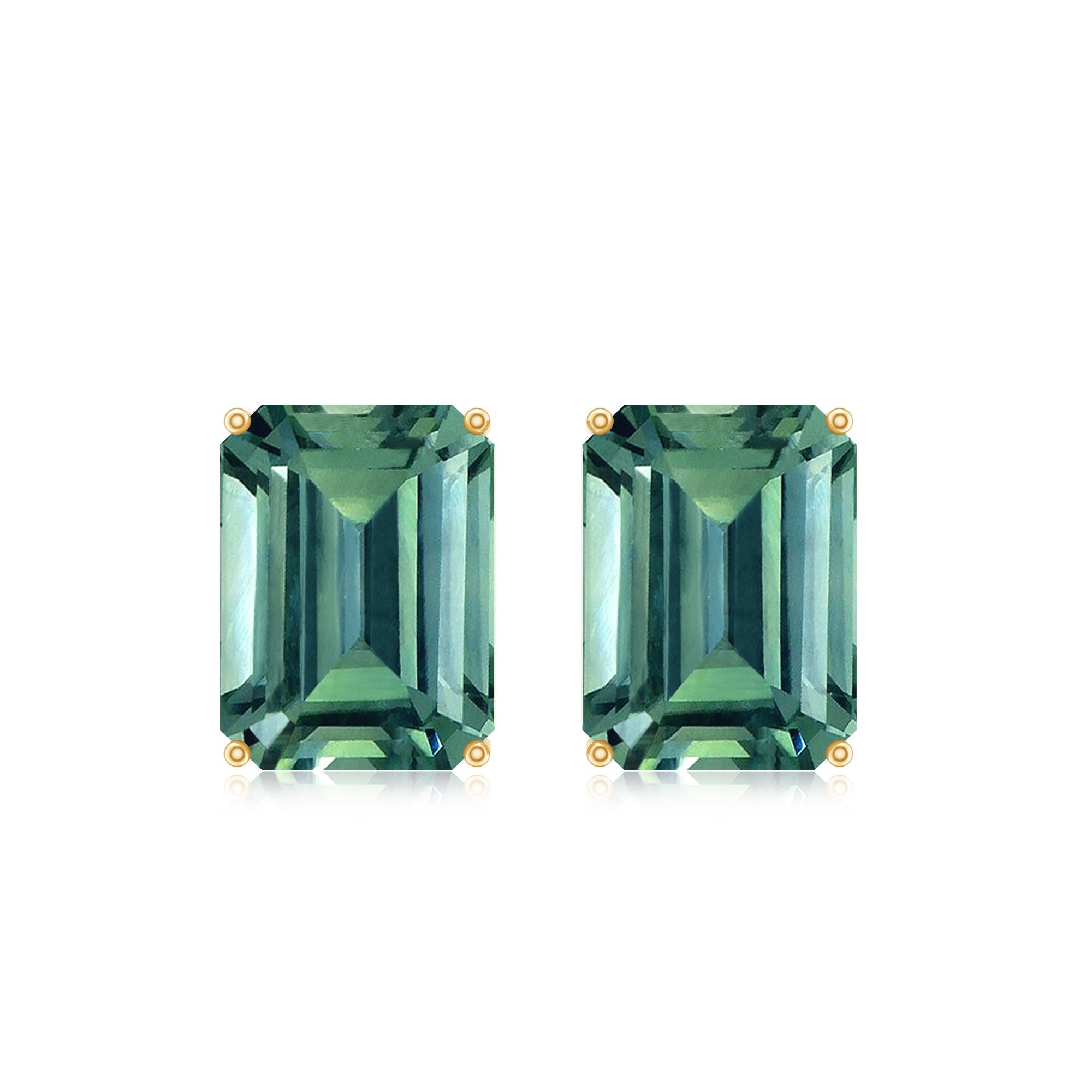 Emerald Cut Lab Created Green Sapphire Big Stud Earrings
