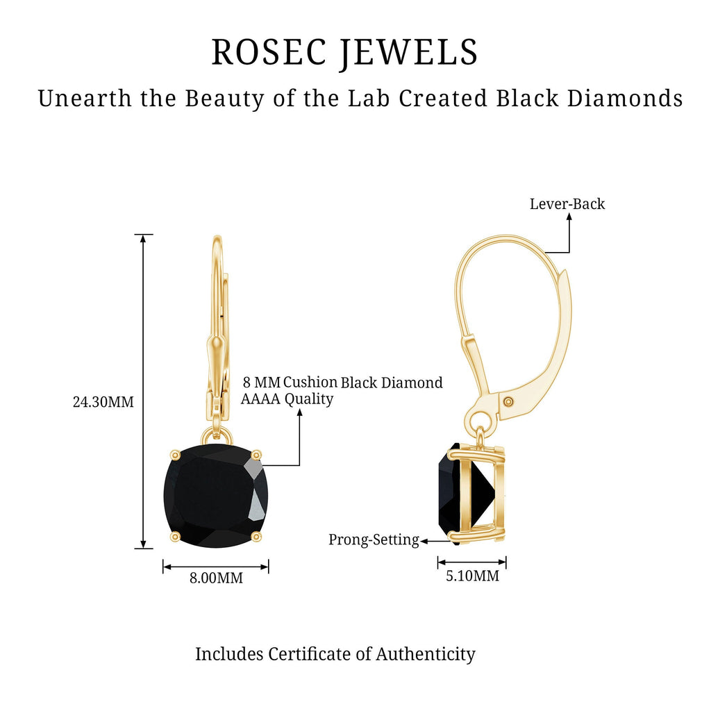 Lab Created Black Diamond Drop Earrings with Lever Back