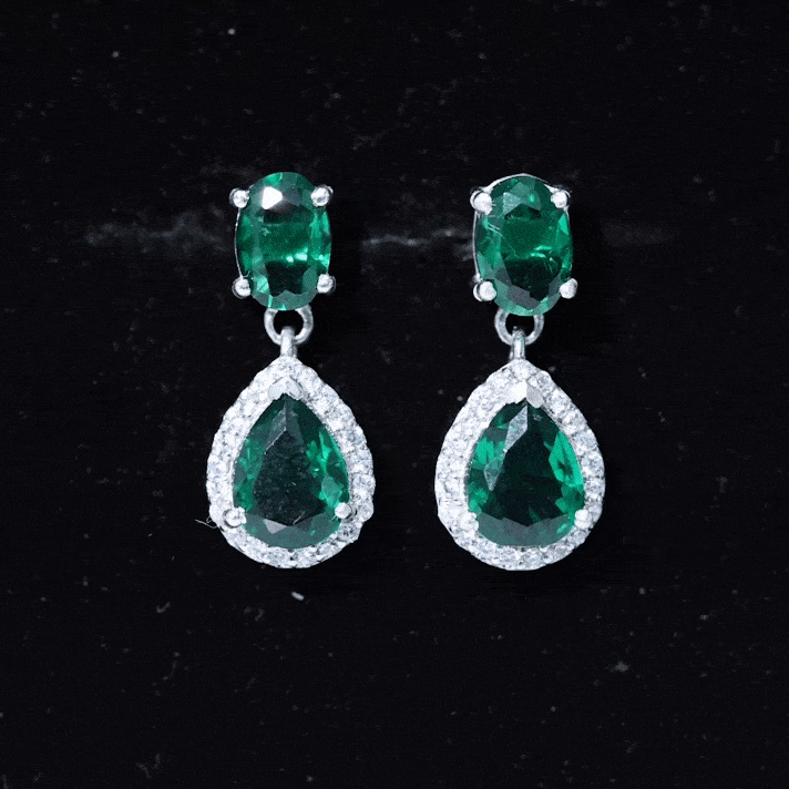 4.25 CT Created Emerald Classic Dangle Earrings with Moissanite