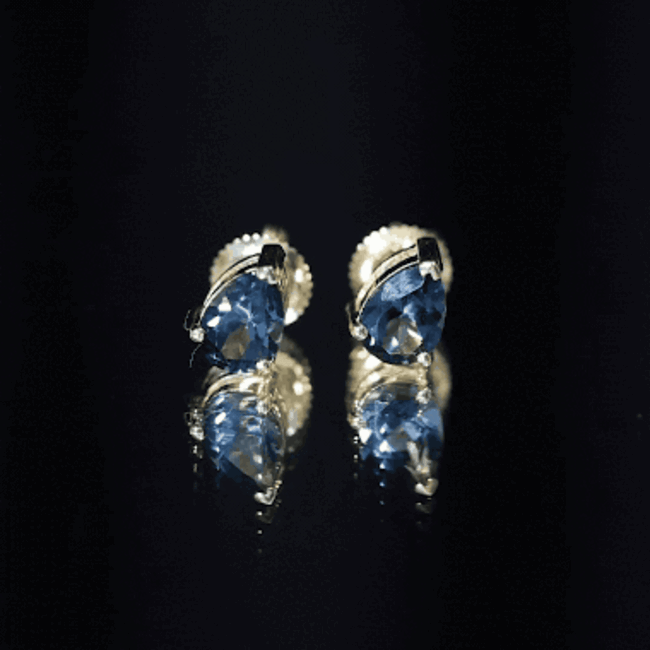 2 CT Pear Cut London Blue Topaz Solitaire Earrings