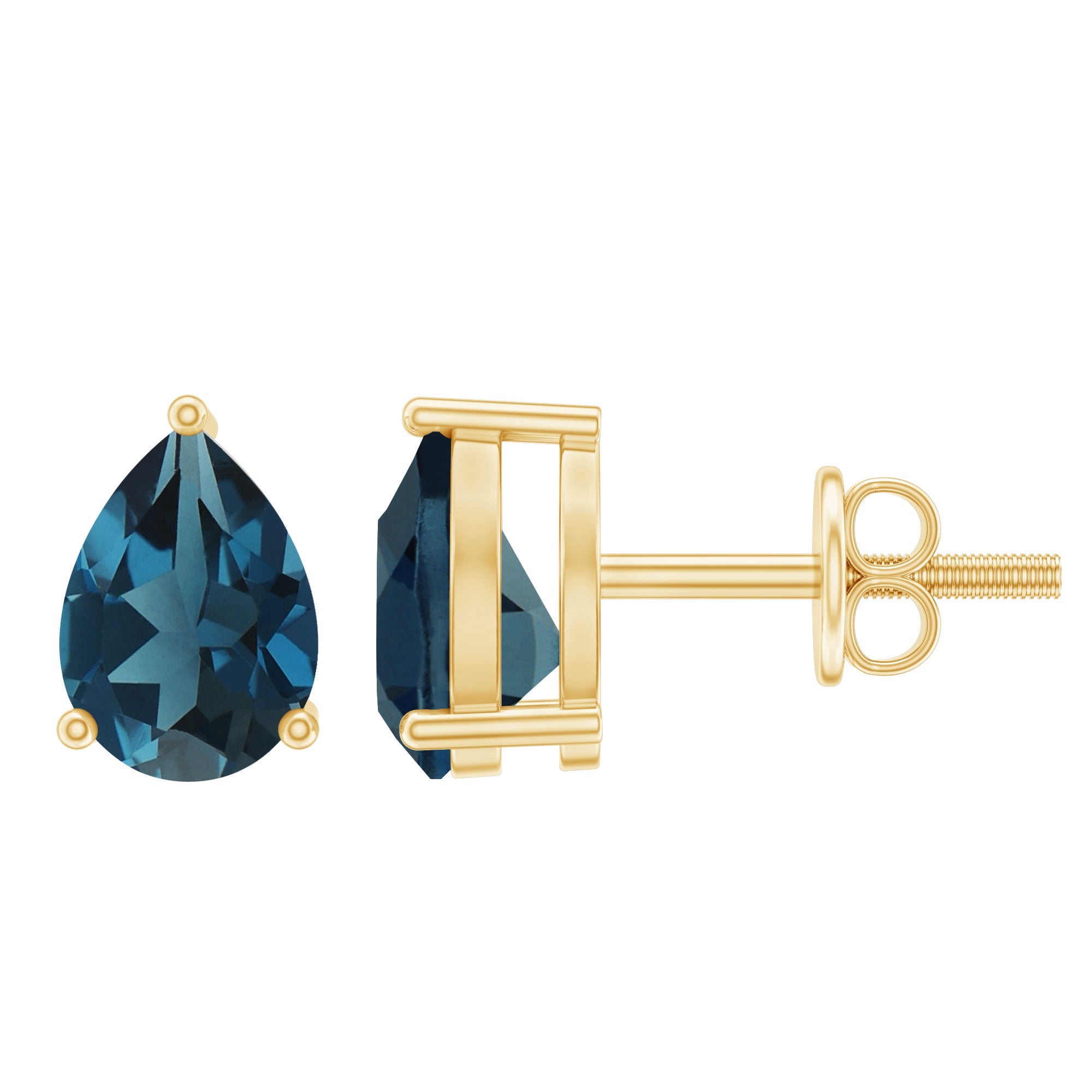 2 CT Pear Cut London Blue Topaz Solitaire Earrings